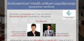 Besplatan seminar – Konkurentnost mladih prilikom zapošljavanja