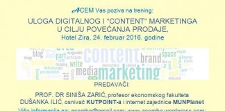 Trening na temu „Uloga Content i digitalnog marketinga u cilju povećanja prodaje“