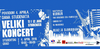 Veliki koncert povodom Dana studenta 4. april