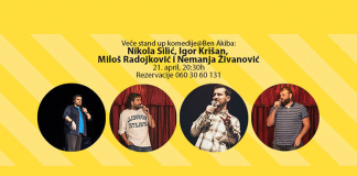 Veče stand up komedije@Ben Akiba: Nikola Silić, Miloš Radojković, Igor Krišan i Nemanja Živanović